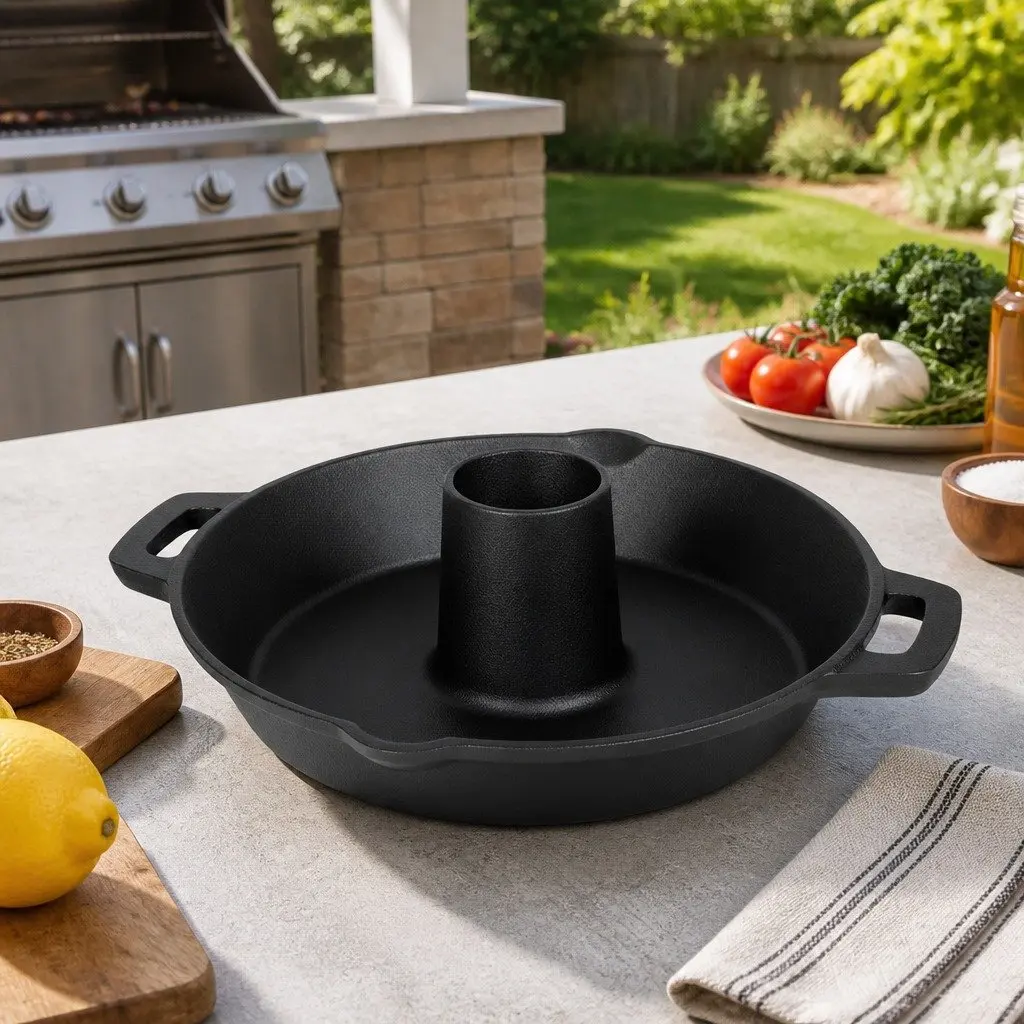 Cast Iron Roaster Stand Dutch Oven Pan 26.5cm Heavy-Duty Pre-Seasoned Non-Stick Cooking Surface