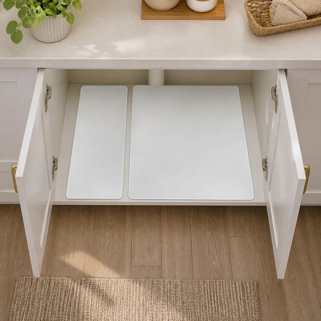 Under Sink Storage Rack 2-Tier Sliding Organiser White 36cm L x 27cm W x 28.5cm H