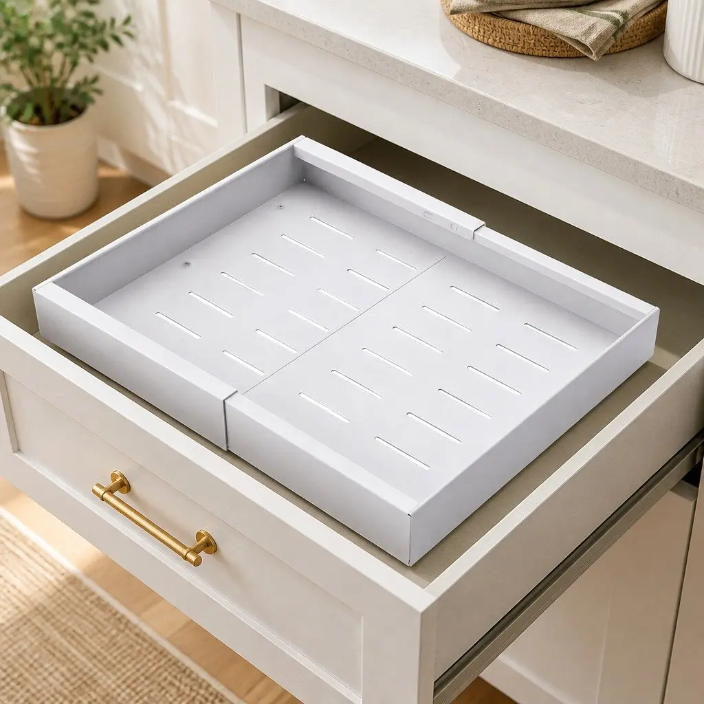 Pull Out Cabinet Organizer Drawer Shelf Adjustable Width 42cm Depth 2 Piece