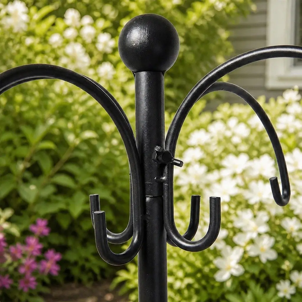 Hanging Bird Feeder Station Adjustable Height 224cm 4 Feeders 8 Hooks Outdoor Garden Pole