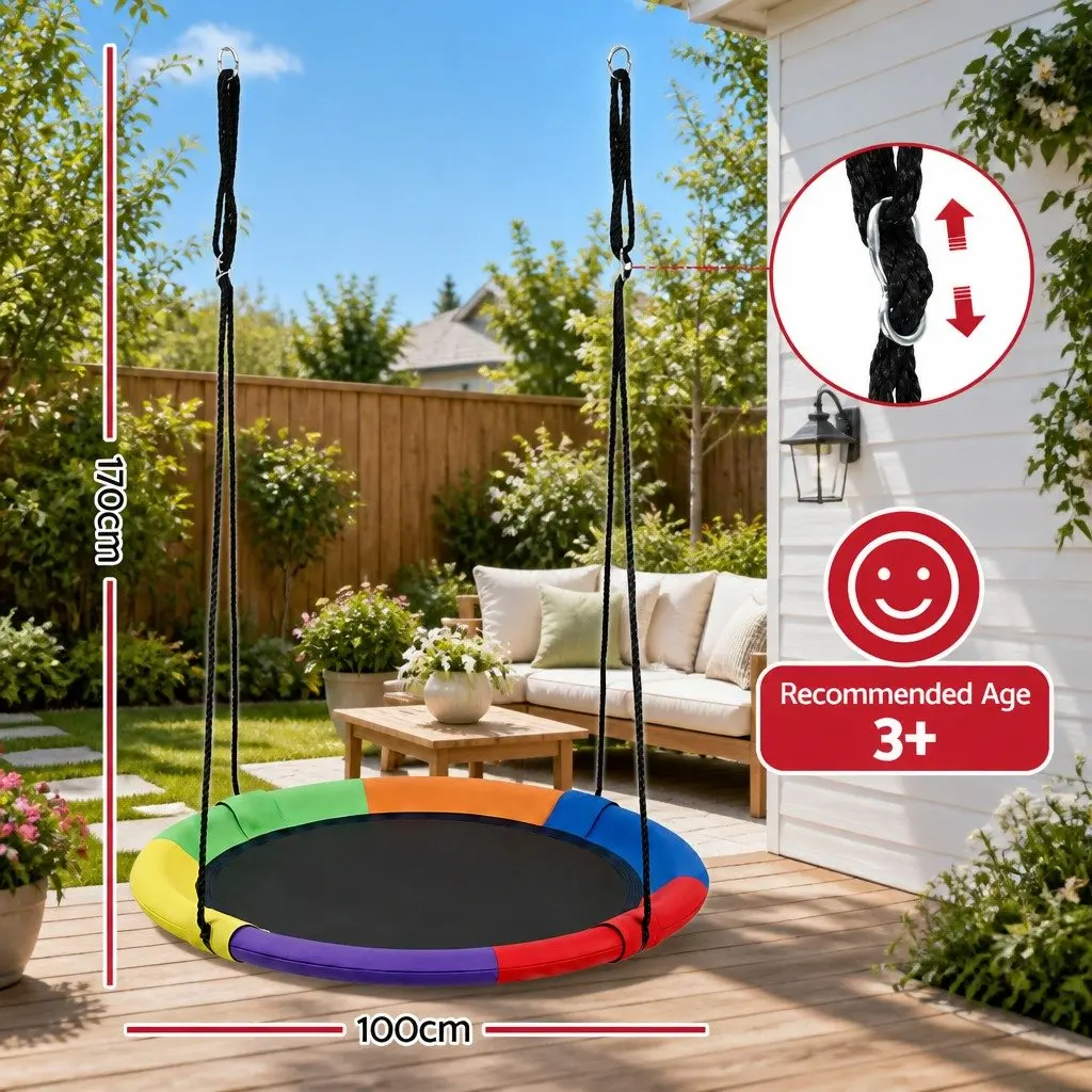Tree Swing Hammock 100cm Oval Platform Backyard Outdoor Garden Relaxation Seat