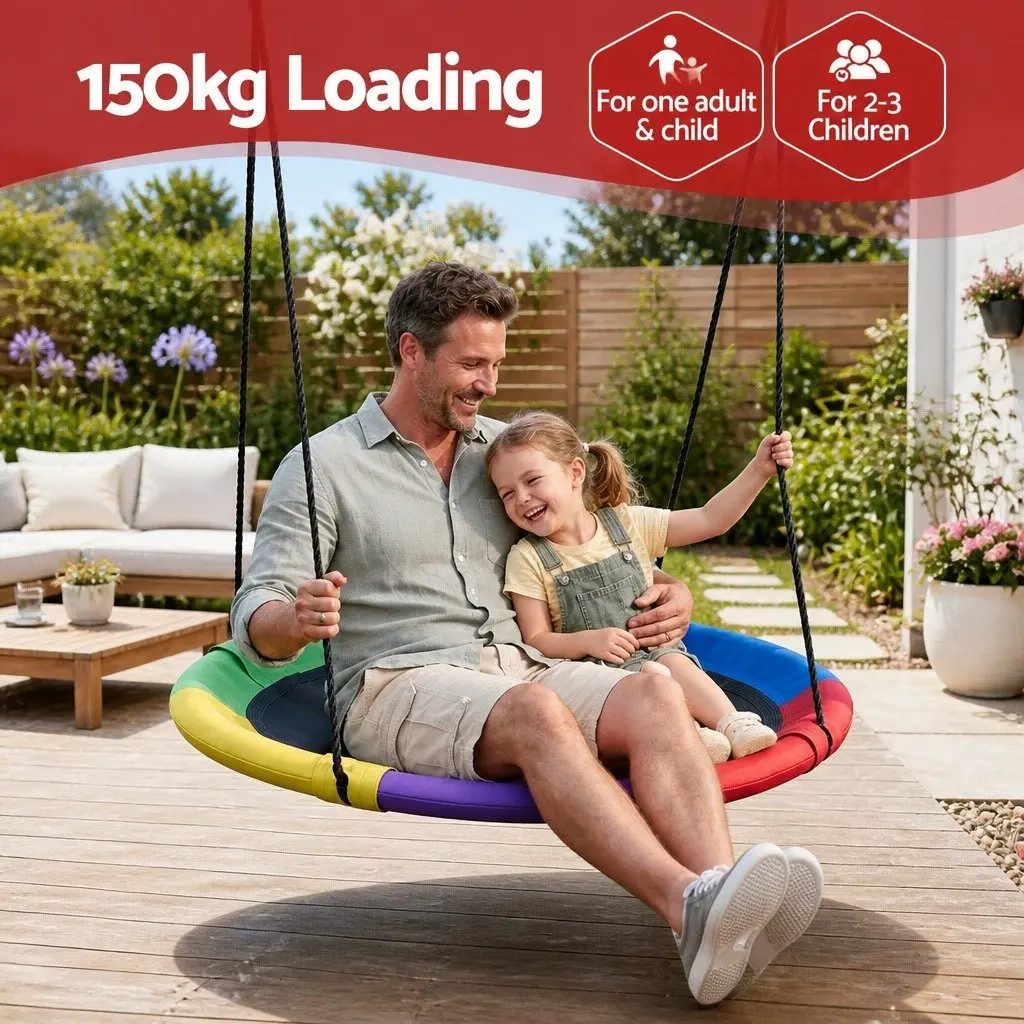 Tree Swing Hammock 100cm Oval Platform Backyard Outdoor Garden Relaxation Seat