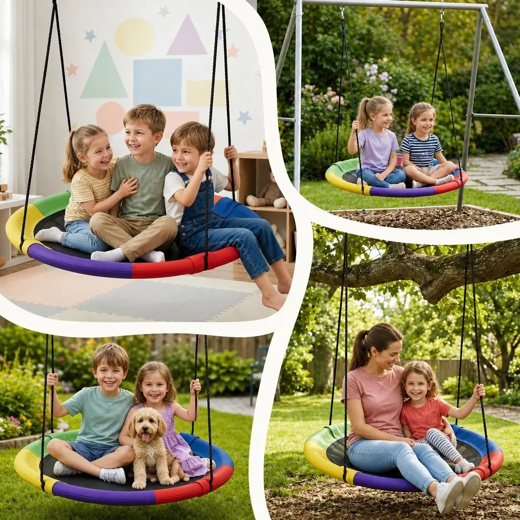 Tree Swing Hammock 100cm Oval Platform Backyard Outdoor Garden Relaxation Seat