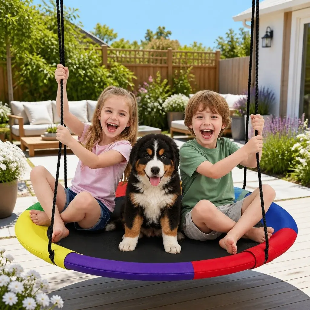Tree Swing Hammock 100cm Oval Platform Backyard Outdoor Garden Relaxation Seat
