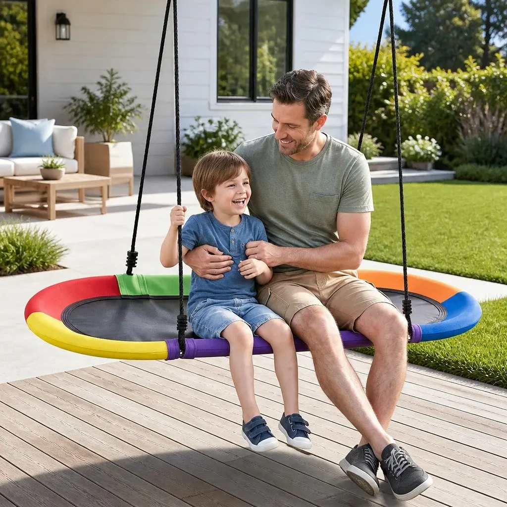 Outdoor Tree Swing Hammock 150cm Oval Platform Backyard Garden Hanging Seat