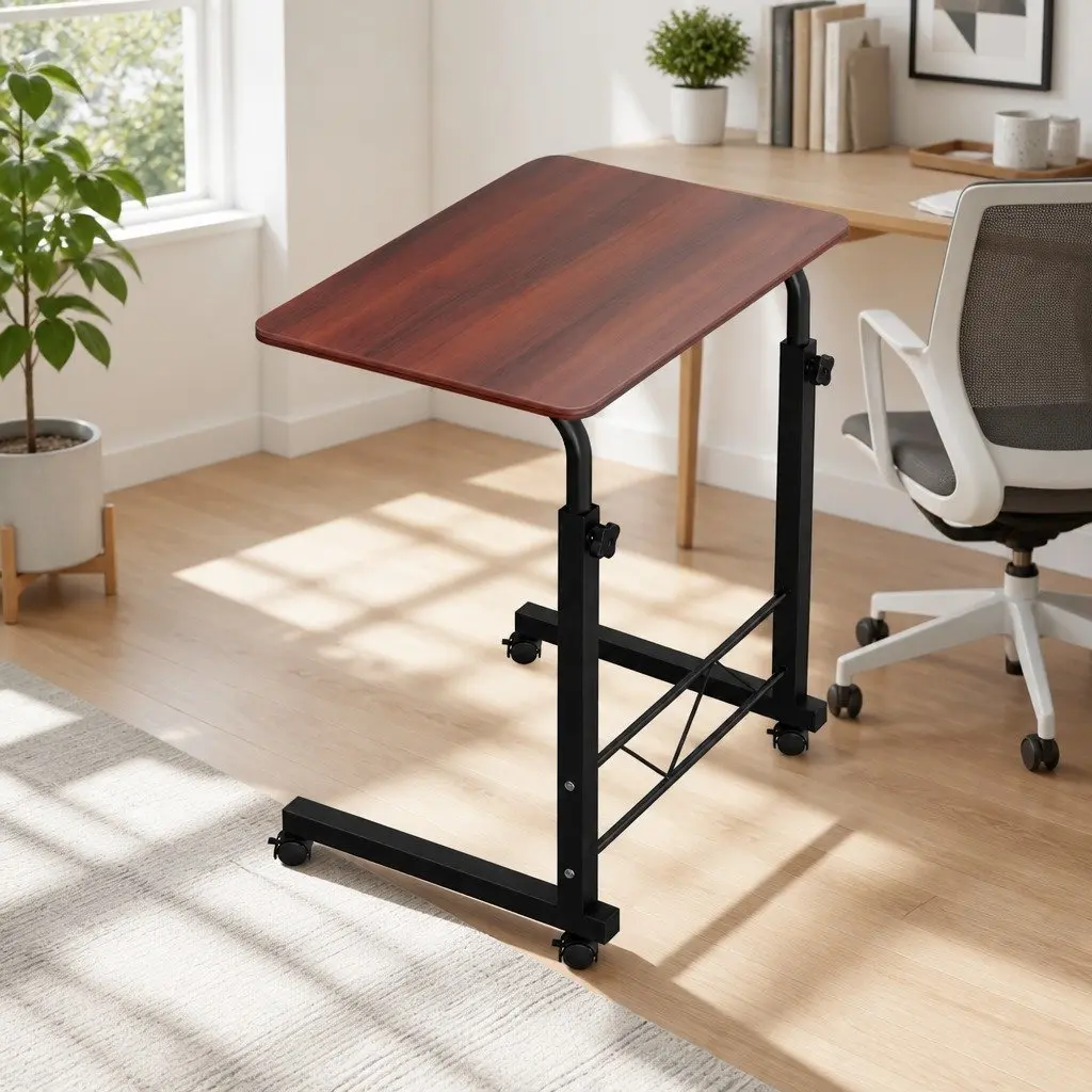 Mobile Laptop Desk Adjustable Height 60cm Brown