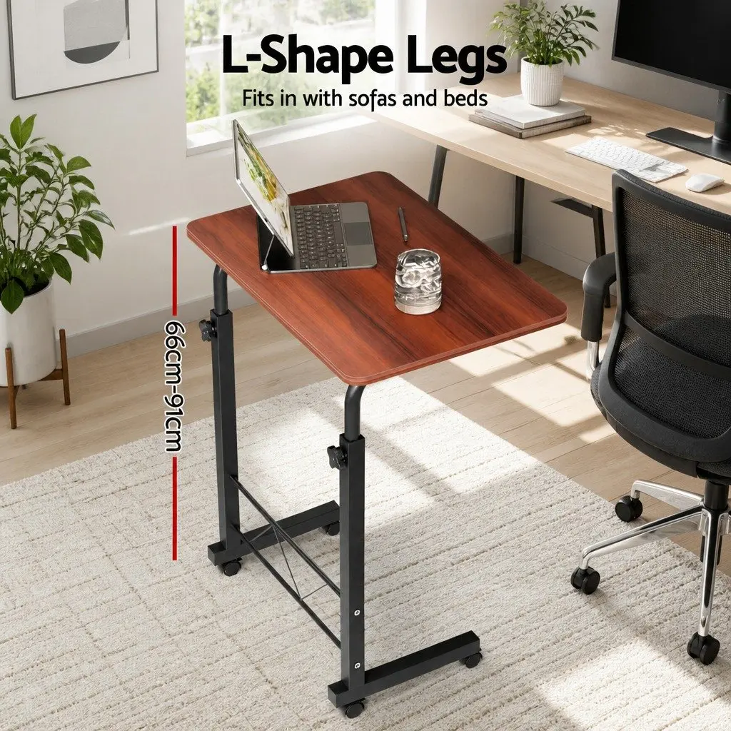 Mobile Laptop Desk Adjustable Height 60cm Brown