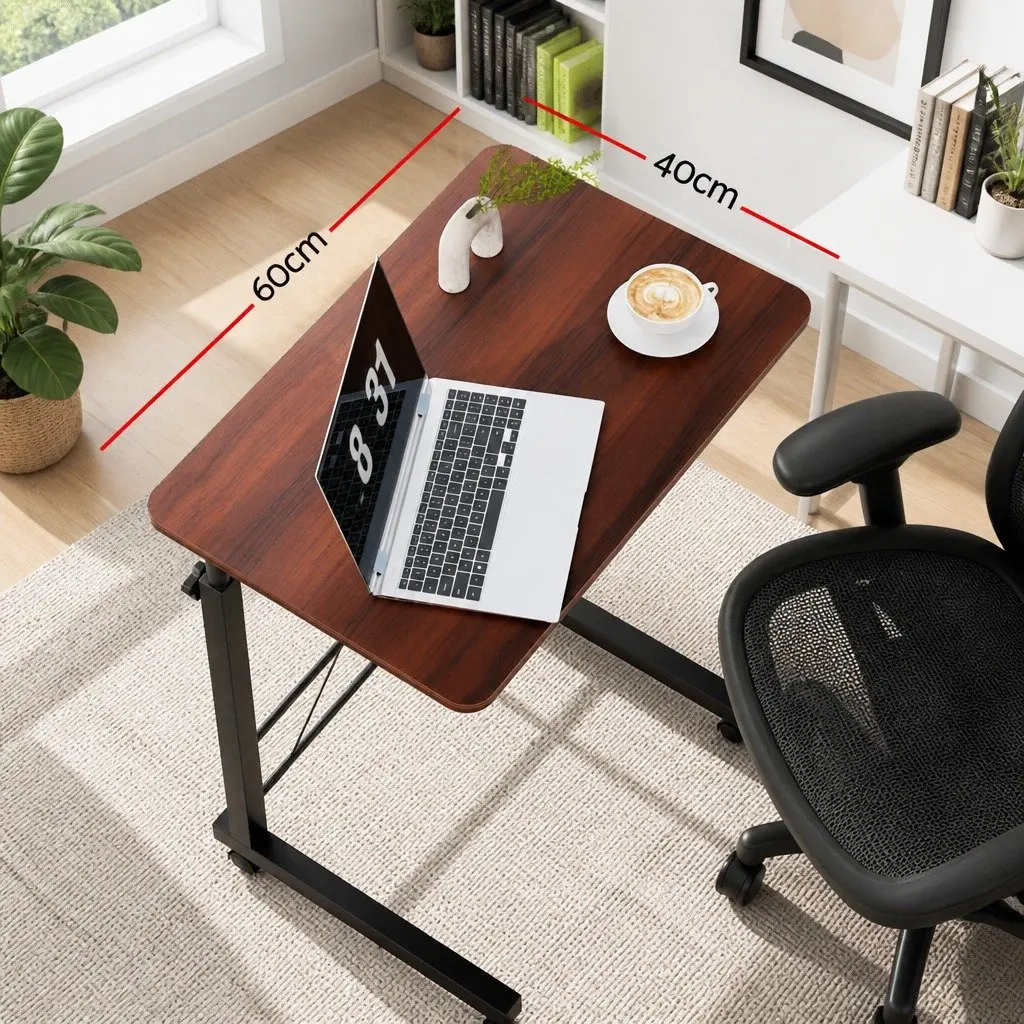 Mobile Laptop Desk Adjustable Height 60cm Brown