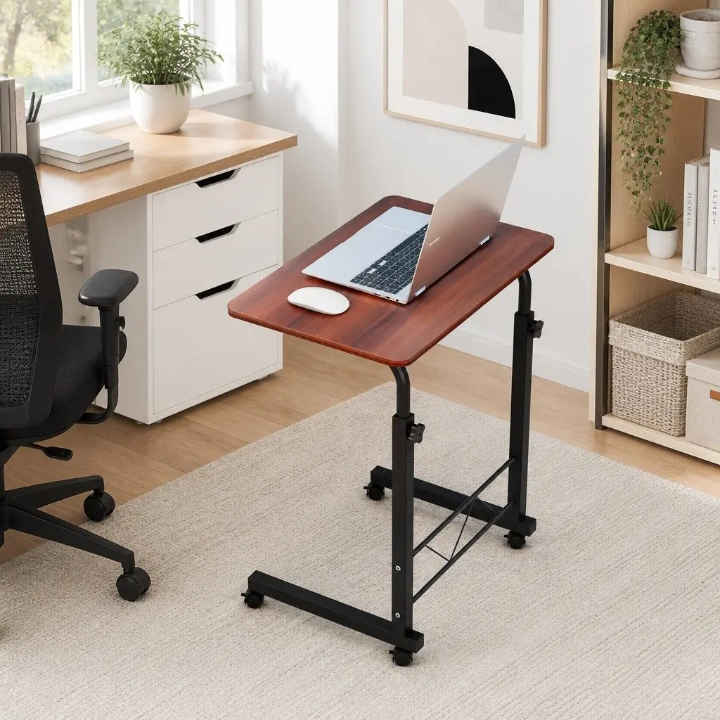 Mobile Laptop Desk Adjustable Height 60cm Brown