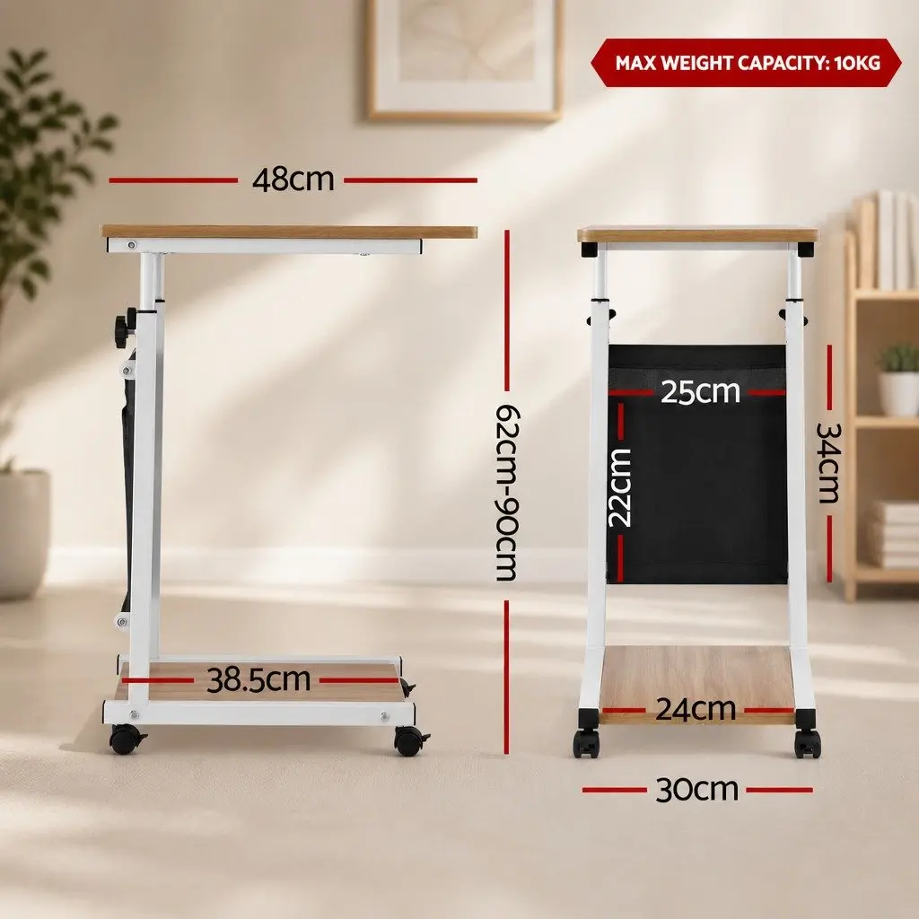 Mobile Laptop Desk Height Adjustable Portable C-shaped Frame 48x30x62-90cm