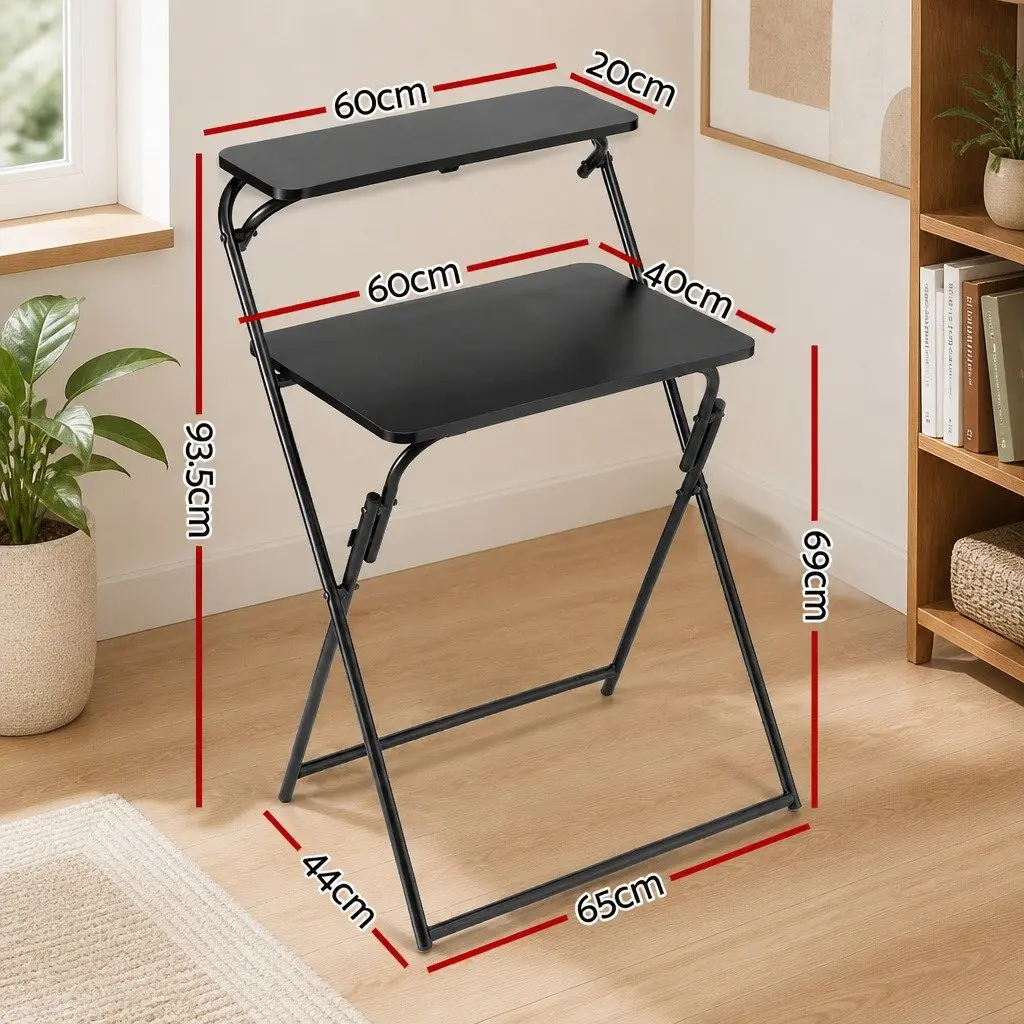 Foldable Laptop Desk Adjustable Study Writing Home Office Black Space Saving