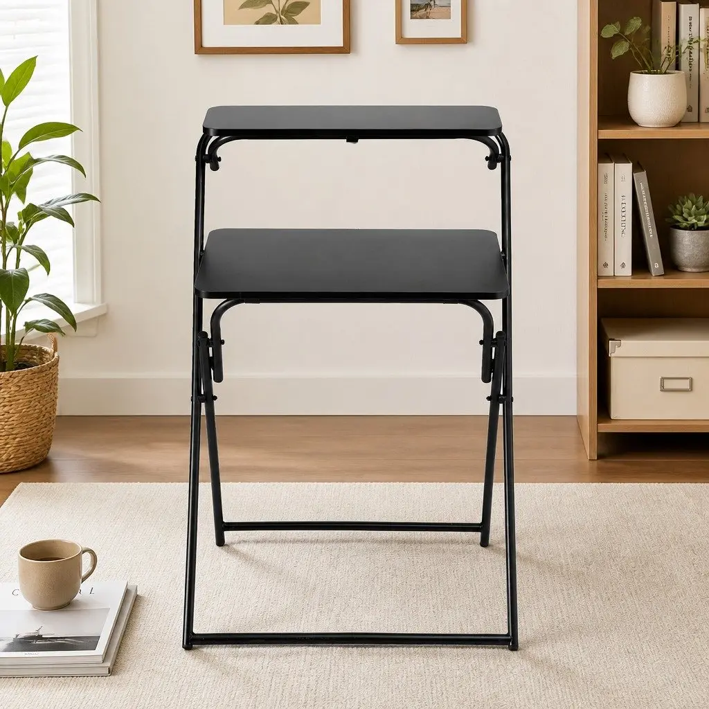 Foldable Laptop Desk Adjustable Study Writing Home Office Black Space Saving