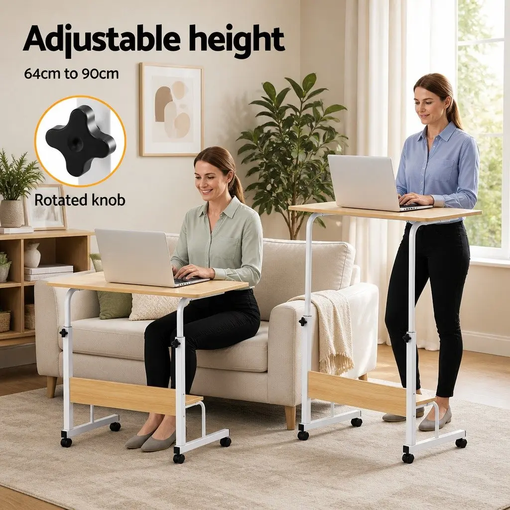 Portable Laptop Desk Sit Stand Height Adjustable Workstation with Caster Wheels