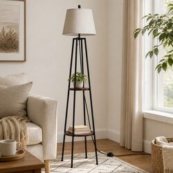 Friendly Floor Lamp with Two Tier Shelf Storage