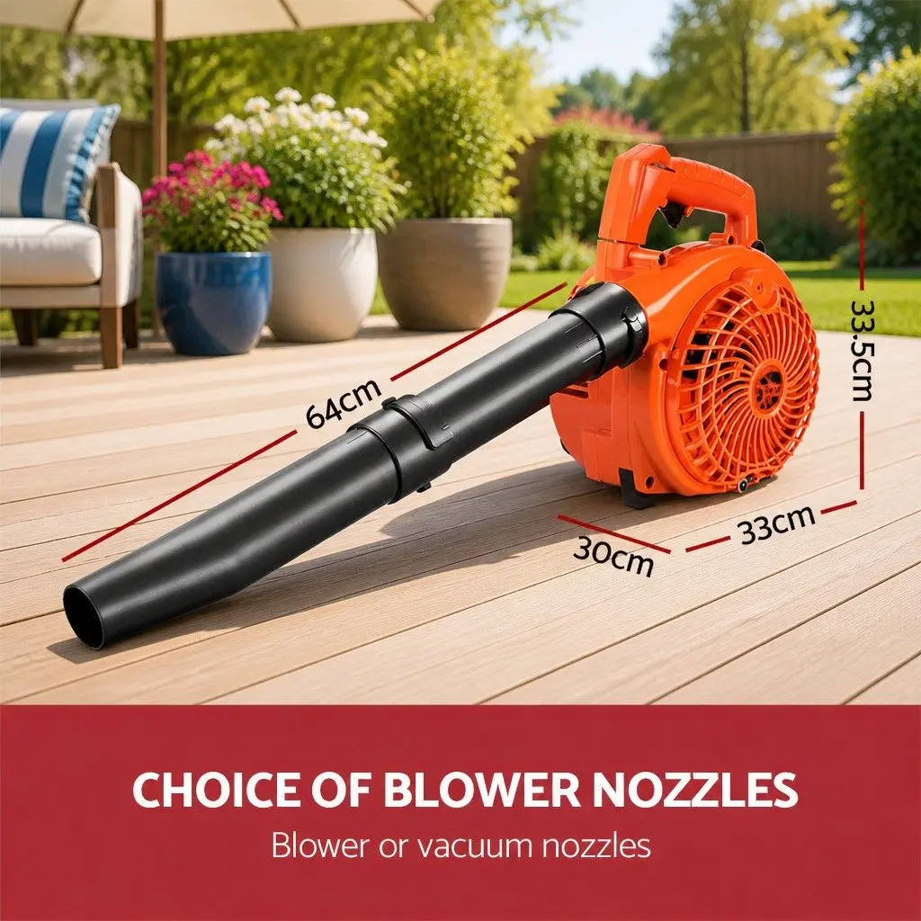 Petrol Leaf Blower Vacuum 2-in-1 High-Velocity 25.4cc 7000RPM Outdoor Power