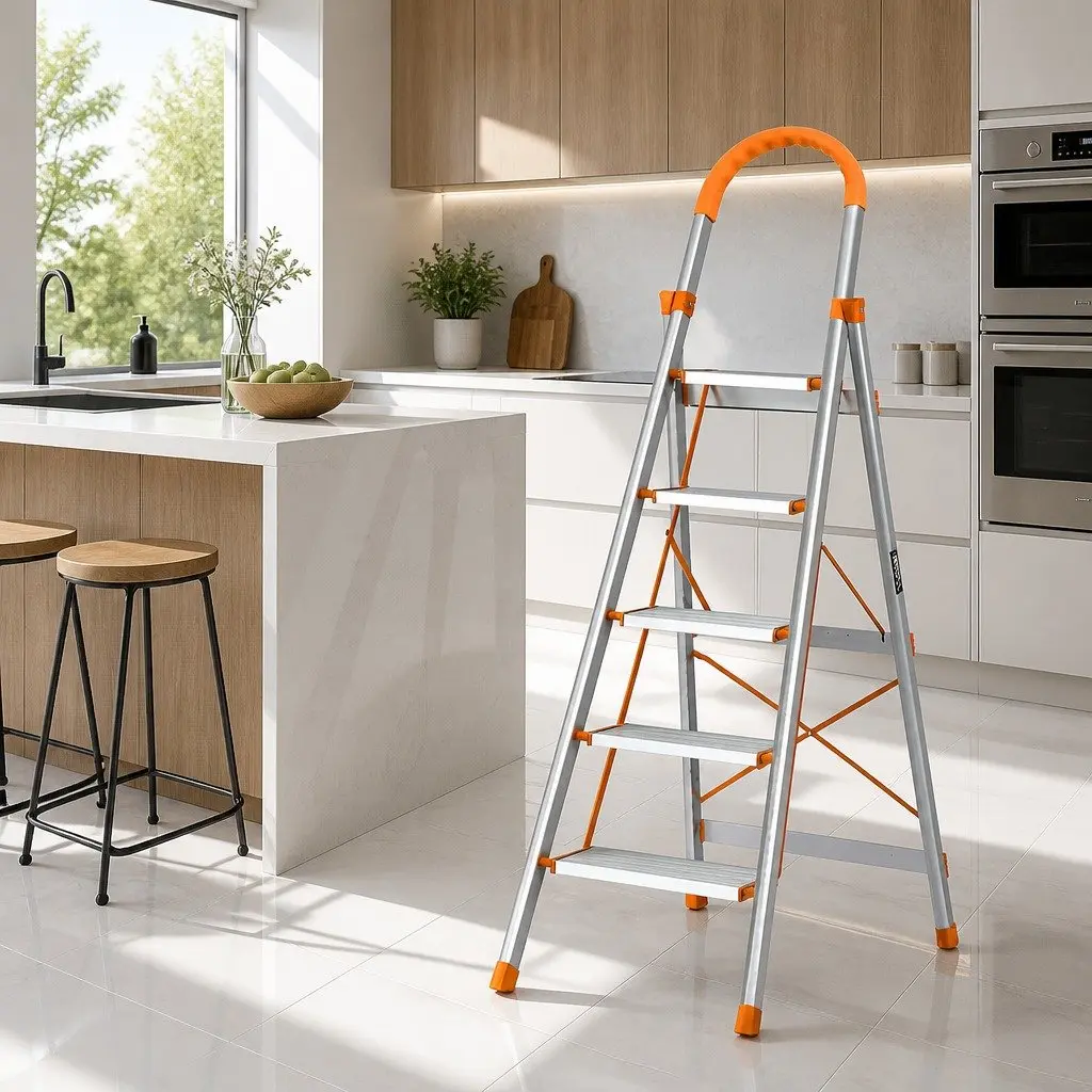 5 Step Ladder Folding Lightweight Aluminium Multi-Purpose Indoor Outdoor
