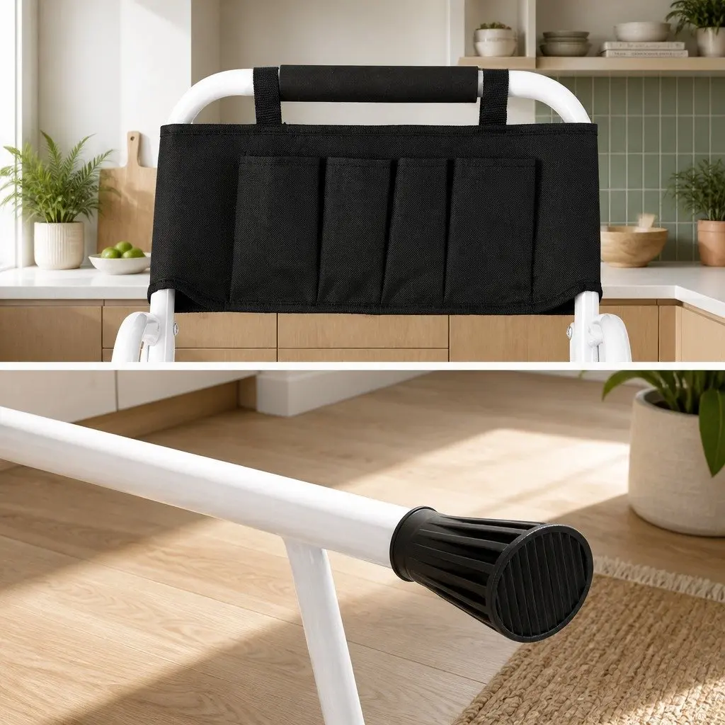 4 Step Ladder Folding Steel Platform Multi-Purpose Tool Bag Handrails Home