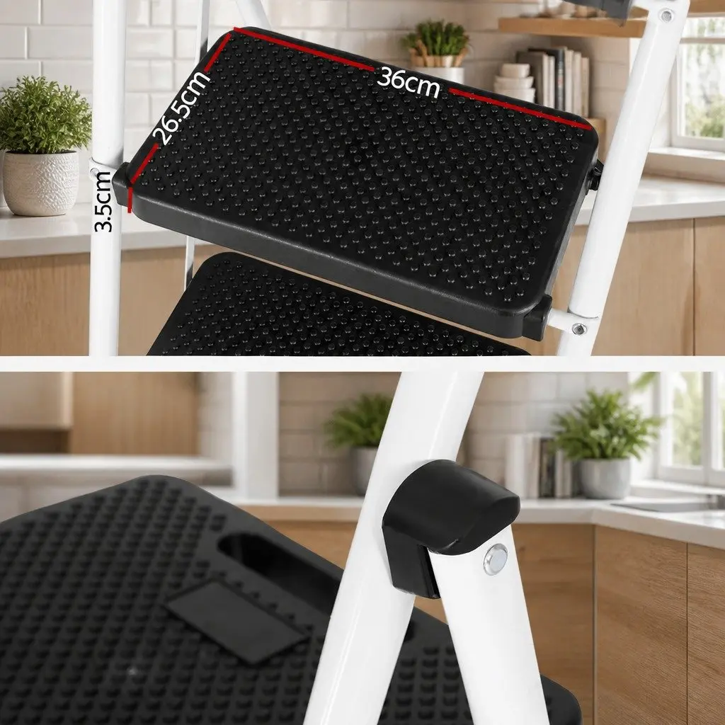 4 Step Ladder Folding Steel Multi-Purpose Platform Lightweight Indoor Outdoor