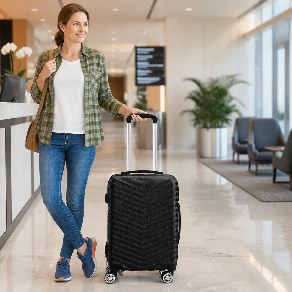 20 Inch Carry On Suitcase Luggage Anti-Theft Lock Dual Wheels