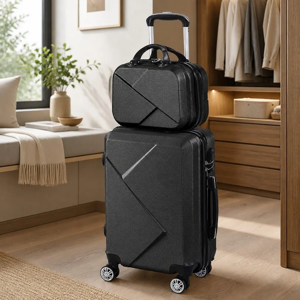 Travel Luggage Set 20" Suitcase 12" Trolley Bag Wheeled Hard Shell Carry-On