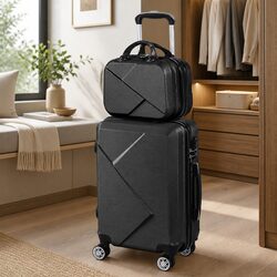 Travel Luggage Set 20" Suitcase 12" Trolley Bag Wheeled Hard Shell Carry-On