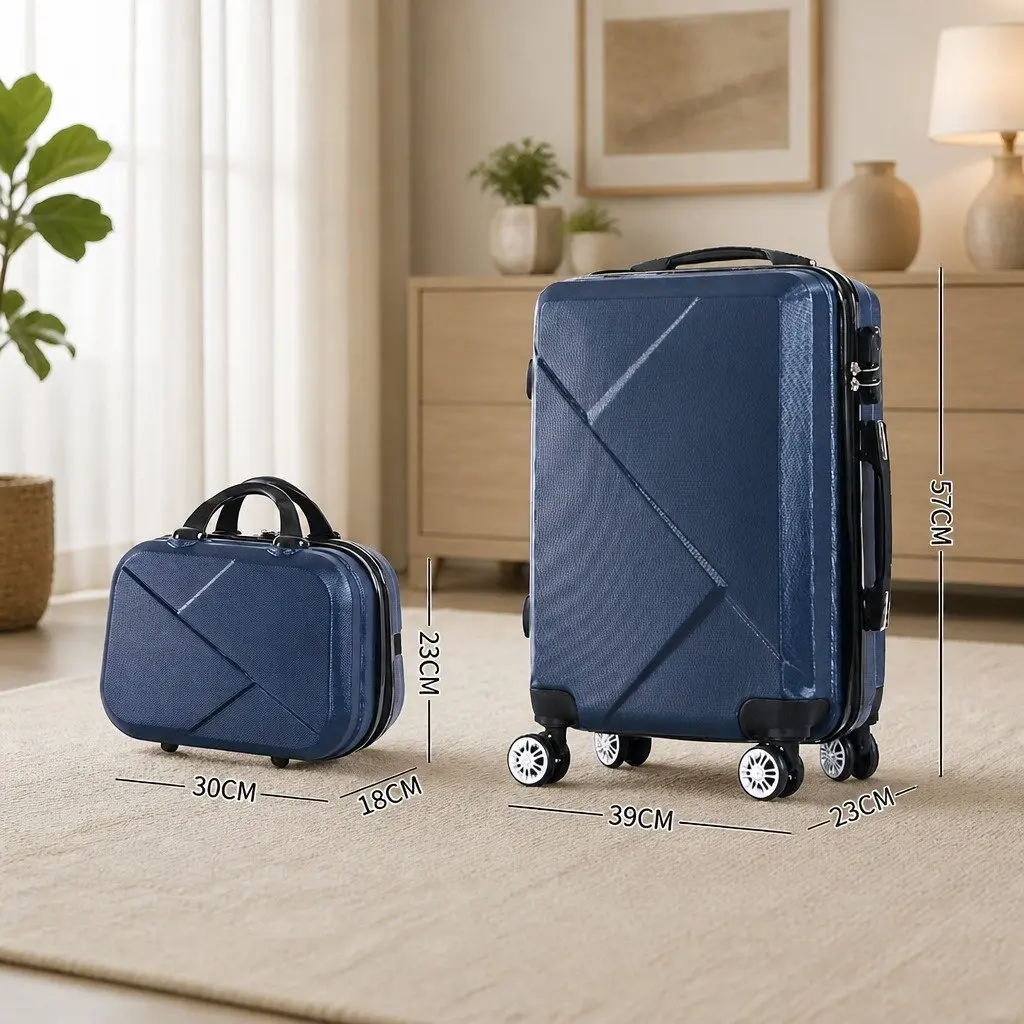 2 Piece Luggage Set 20 Inch Suitcase 12 Inch Trolley Bag Travel Carry On Wheels Handle Lock