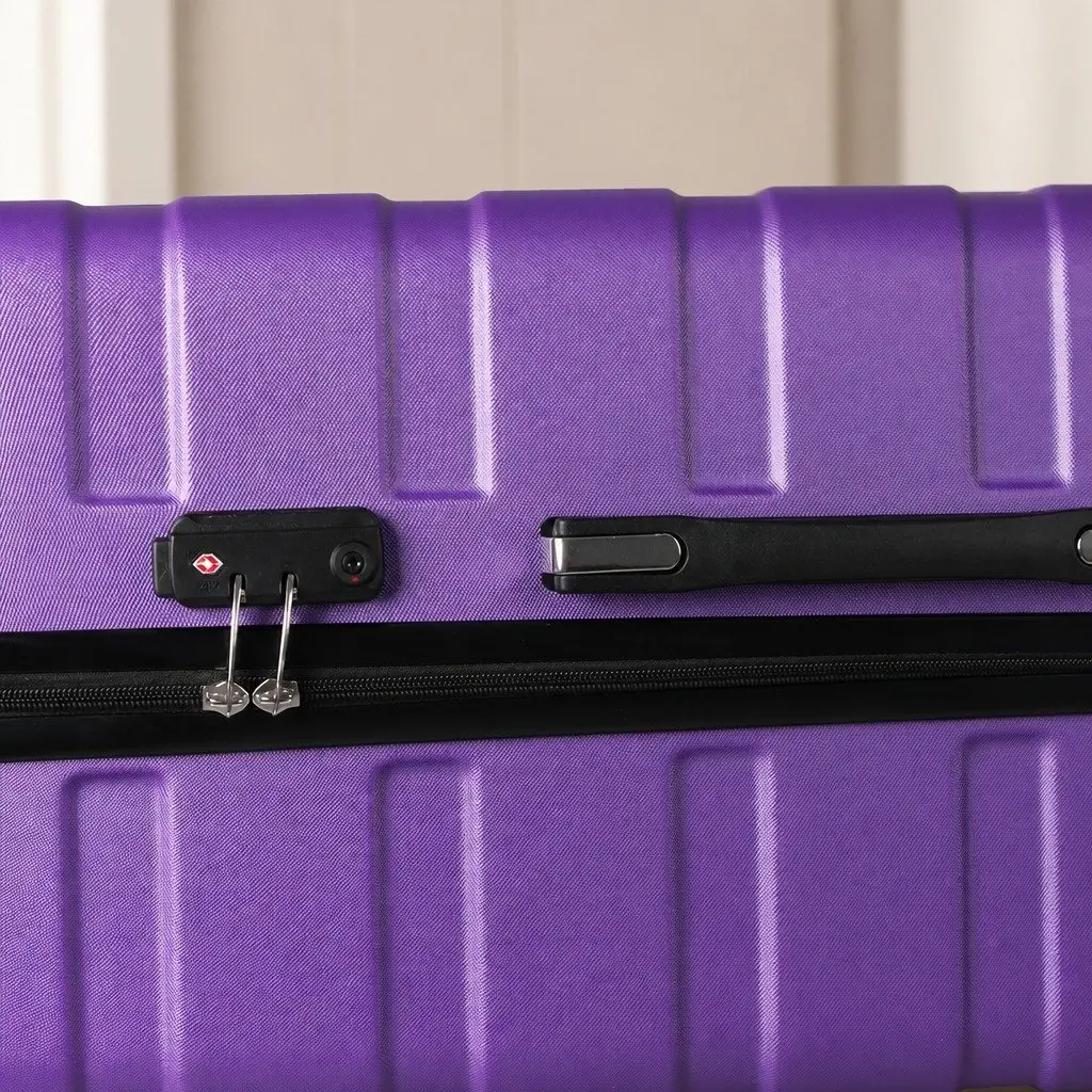 20 Inch Carry On Luggage Suitcase Purple Lightweight Travel Rolling Case