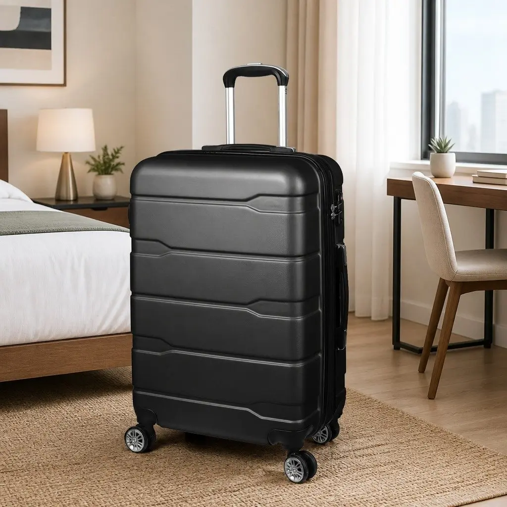 24 Inch Expandable Hard Shell Roller Suitcase with 360° Wheels and Combination Lock