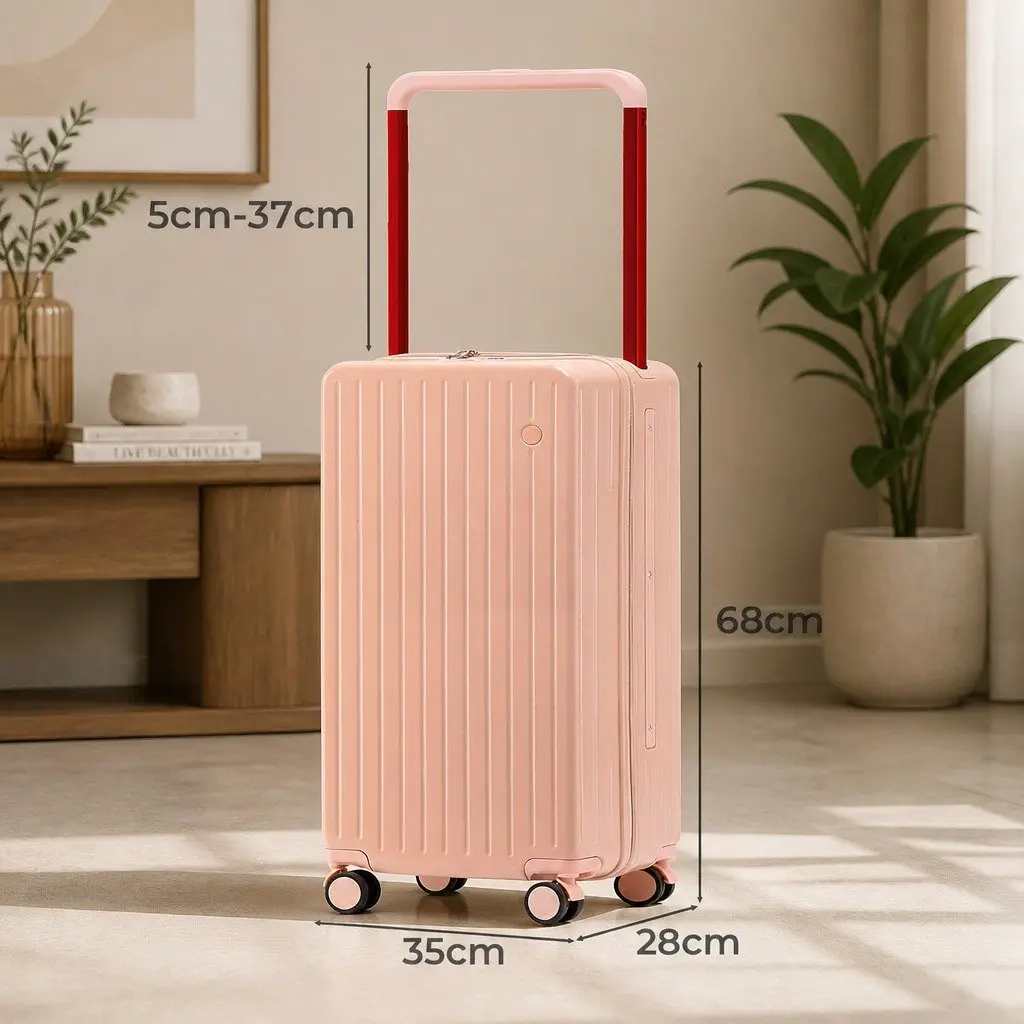 26 Inch Luggage Hard Case Wide Handle Suitcase Pink