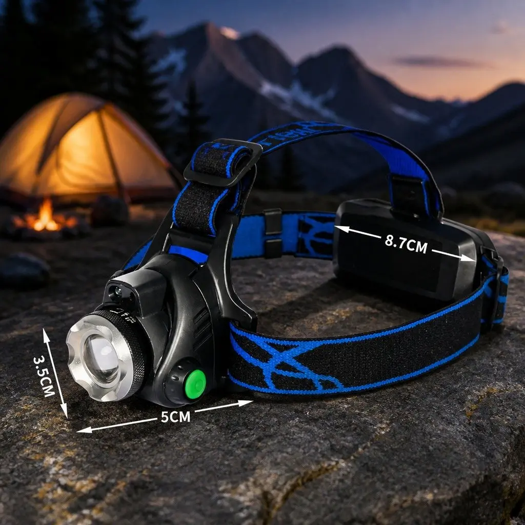 LED Headlamp Rechargeable 140 Lumens 90 Degree Tilting Head