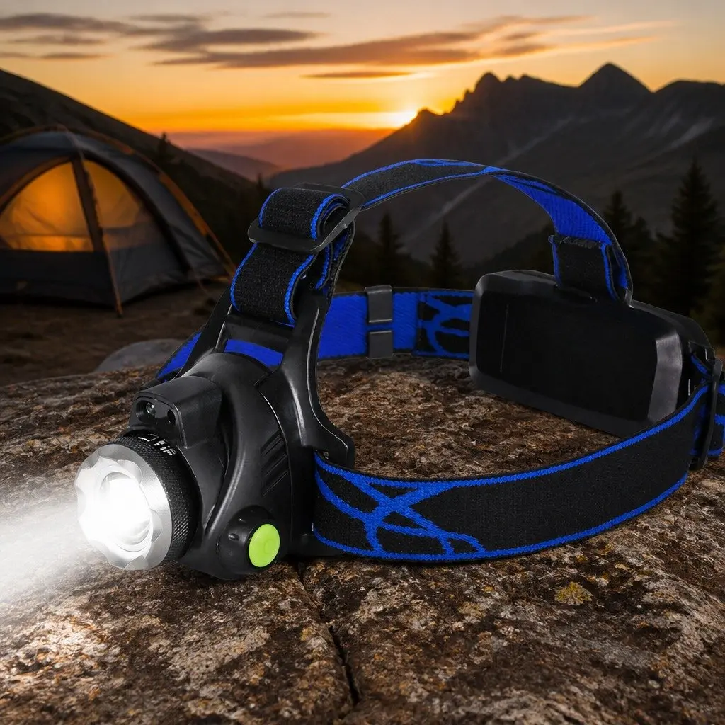 LED Headlamp Rechargeable 140 Lumens 90 Degree Tilting Head