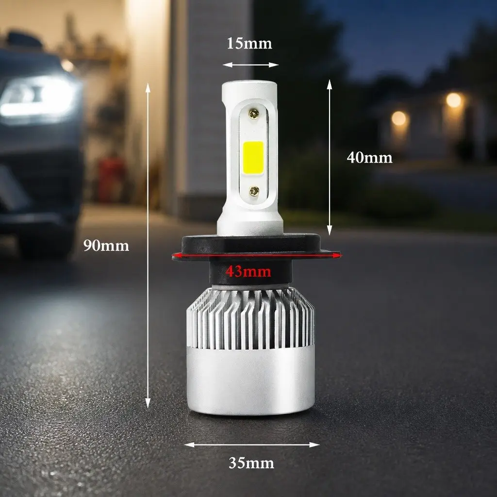 LED Headlight Bulbs H4 High Brightness 6500K White 2 Piece