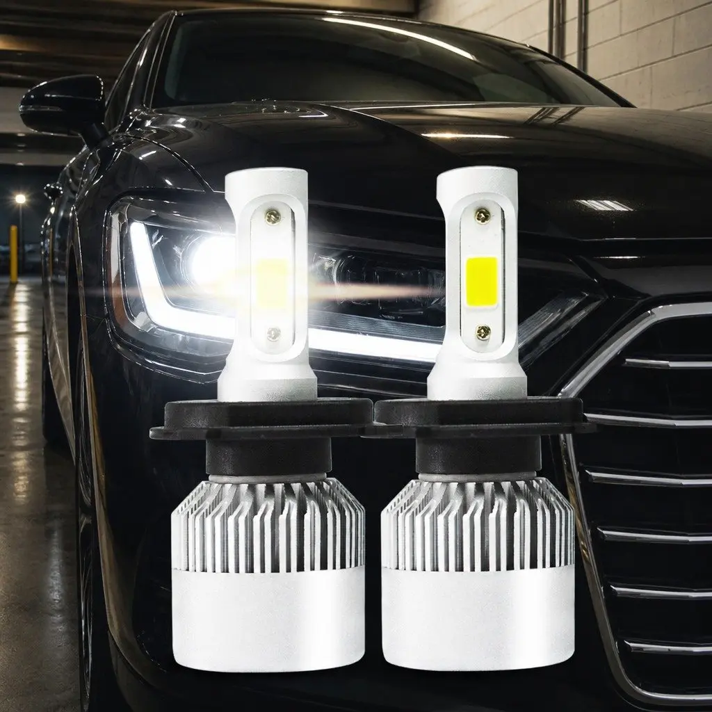 LED Headlight Bulbs H4 High Brightness 6500K White 2 Piece