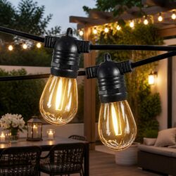 40M Festoon String Lights 40 Bulbs S14 LED Outdoor Patio Garden Warm White