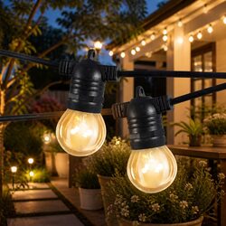 50M Festoon String Lights 50 Bulbs Warm White LED Outdoor Garden Patio Decor