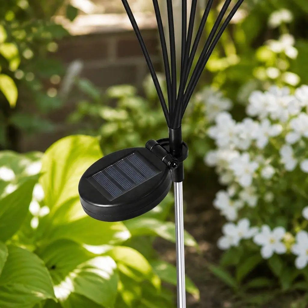 Solar Lawn Lights 8 LED Flexible Heads Warm White 73cm Height