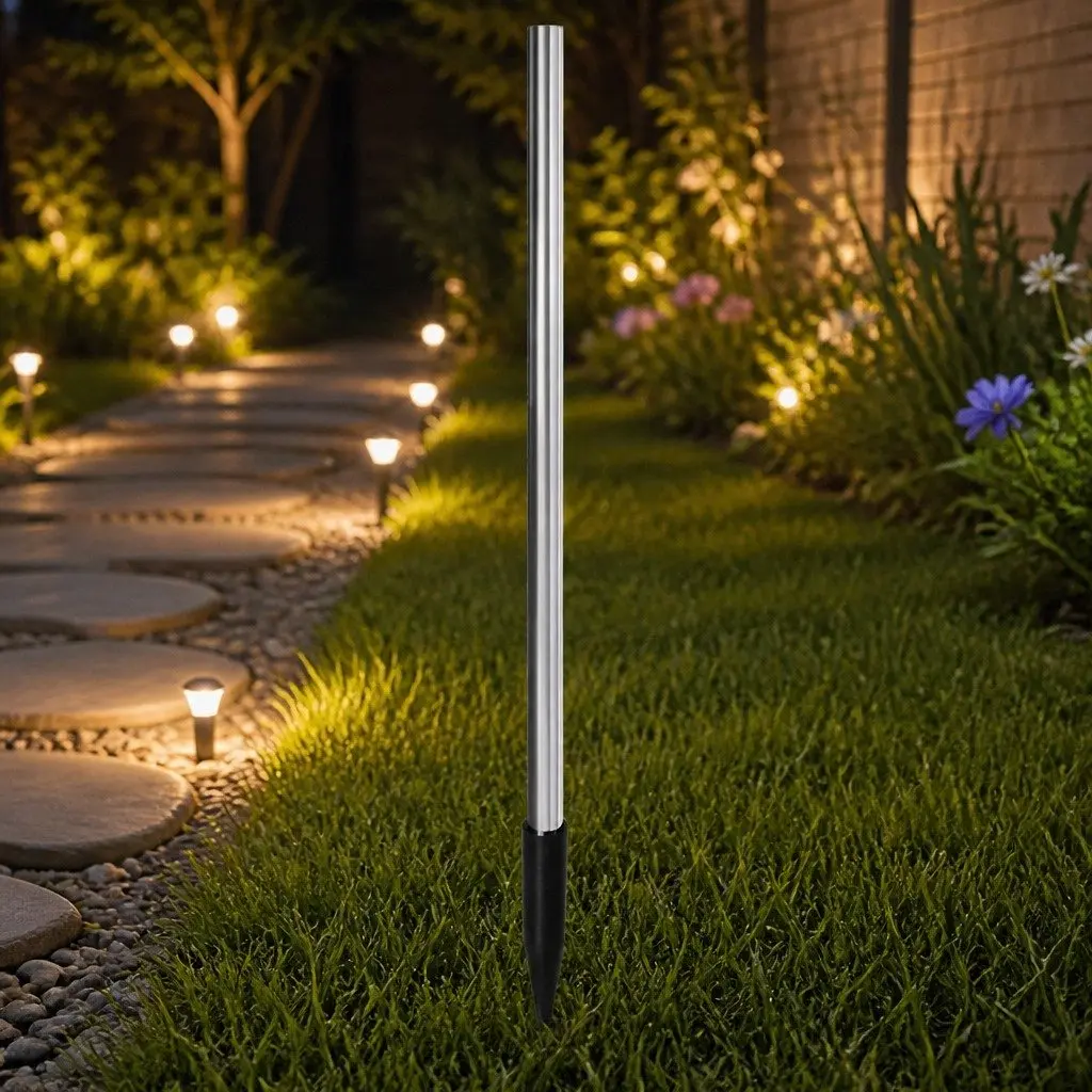 Solar Lawn Lights 8 LED Flexible Heads Warm White 73cm Height