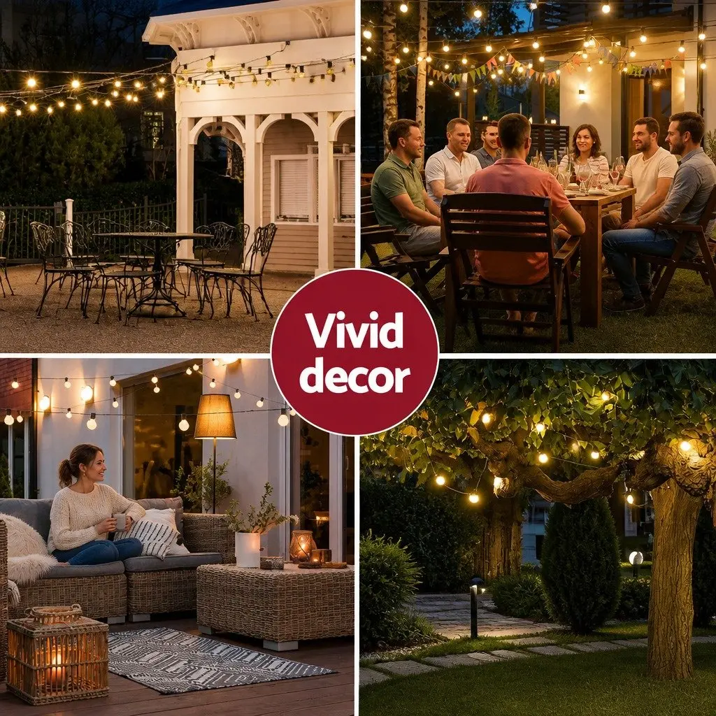Festoon String Lights Warm White 37m 40 Bulbs