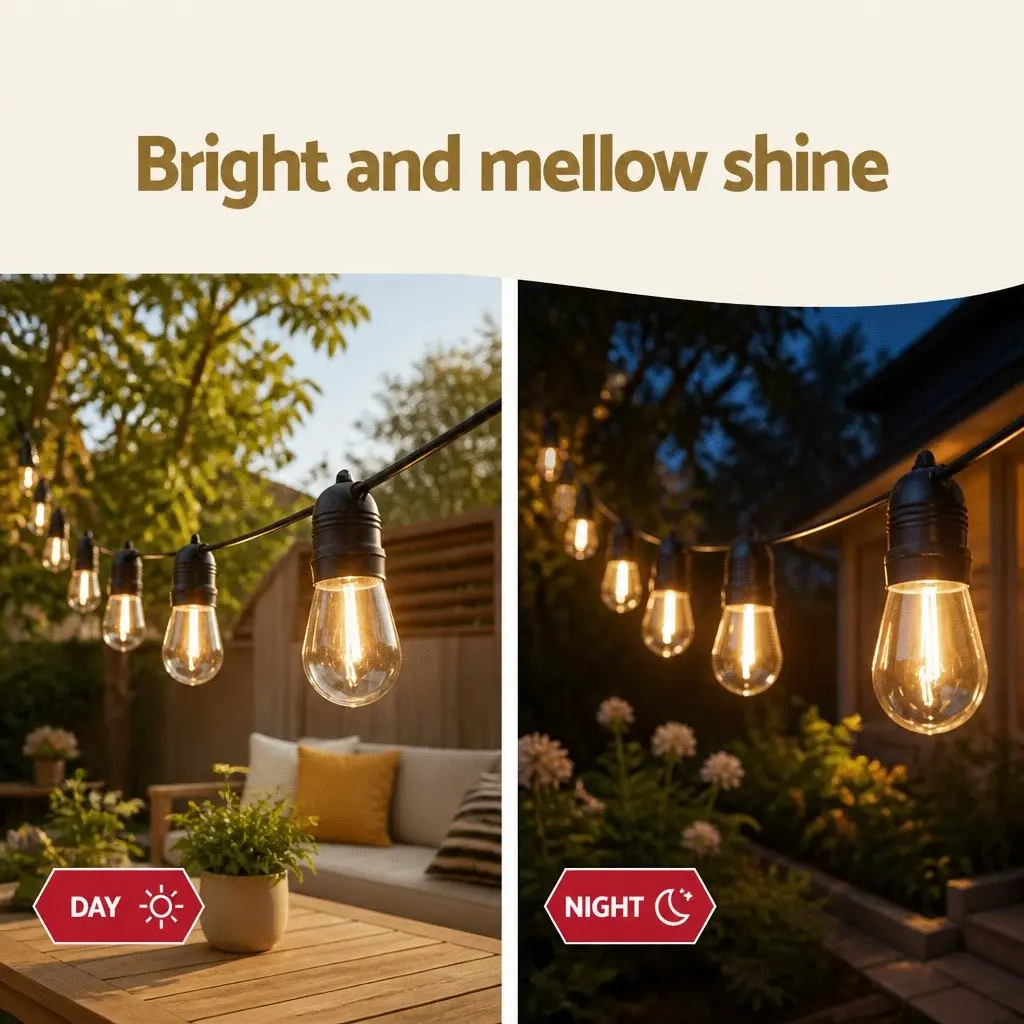 Festoon String Lights Warm White 37m 40 Bulbs