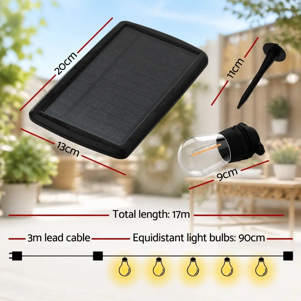 Solar Festoon String Lights LED Warm White 34m