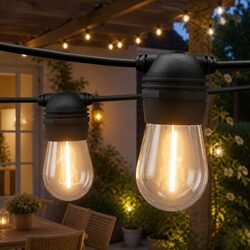 Solar Festoon String Lights 23m Outdoor LED Warm White Christmas Party