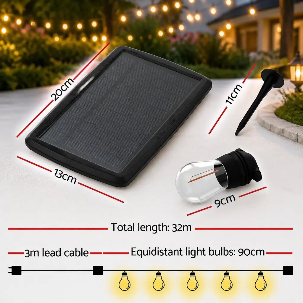 32m Solar Festoon String Lights