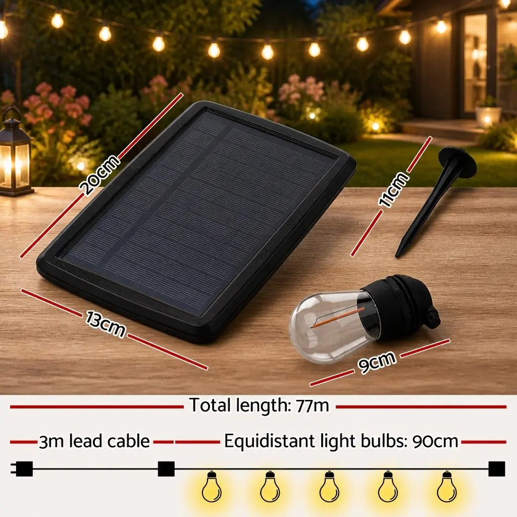 77m Solar Festoon String Lights