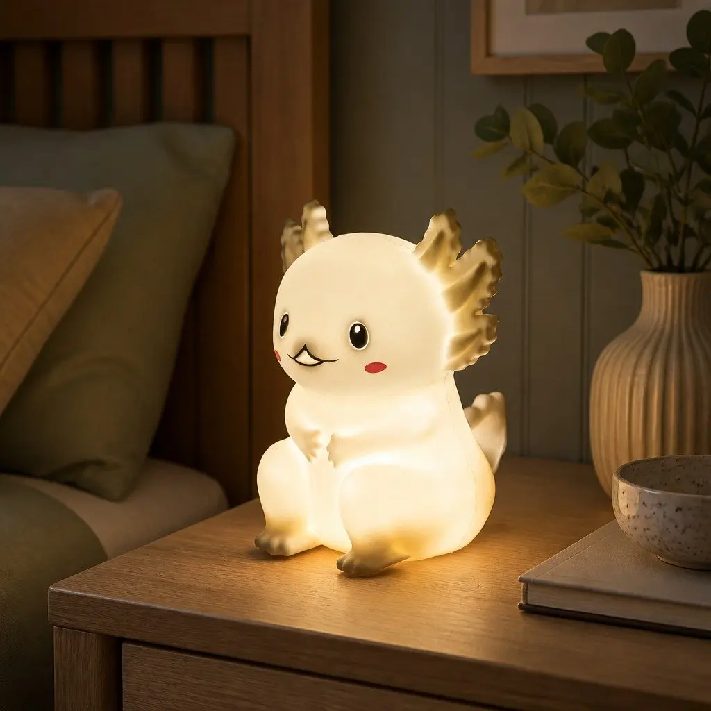Axolotl LED Nightlight Soft Touch Silicone 14cm x 10cm x 10cm