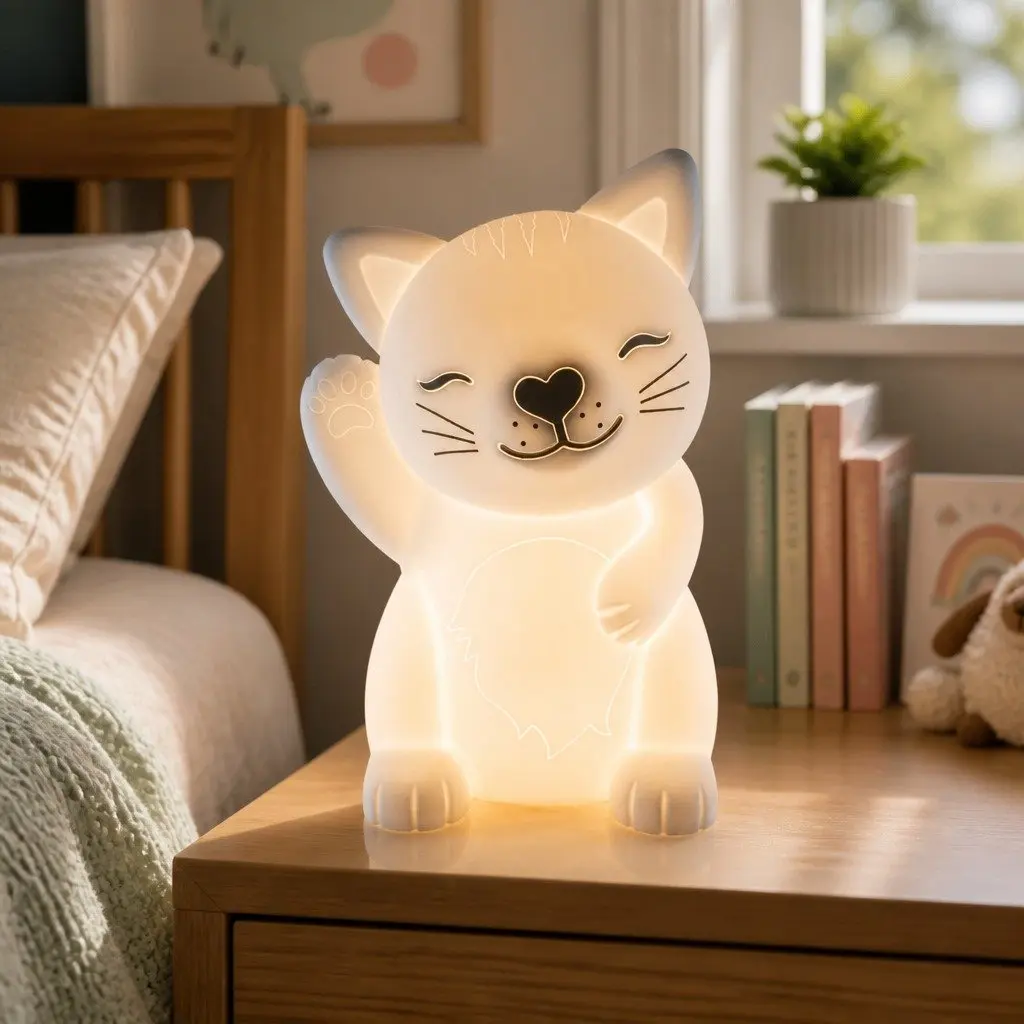 Cat Soft Touch LED Light Soft Silicone Gentle Glow 13cm Height