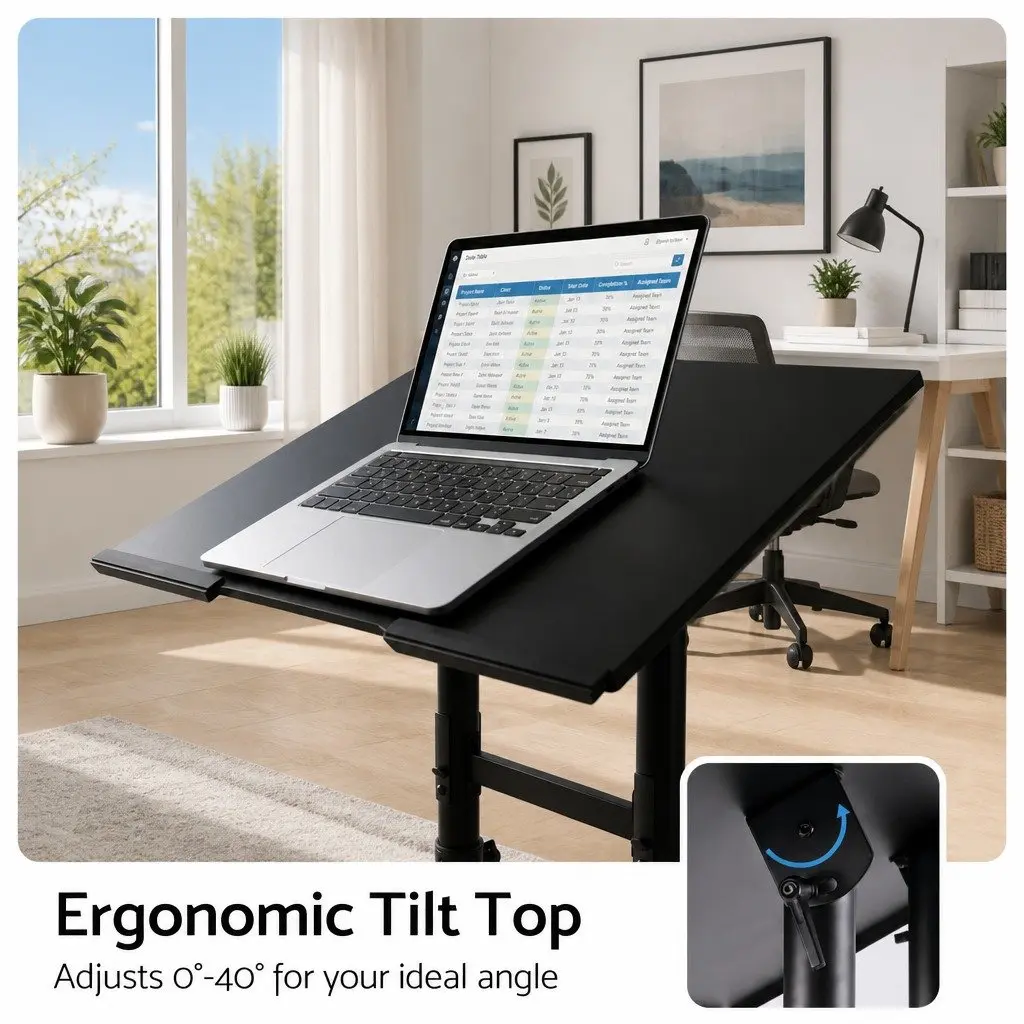 Mobile Lectern Stand Adjustable Height 60cm x 40cm Black