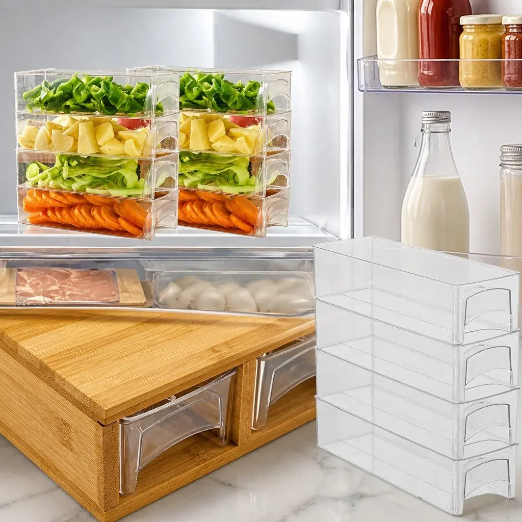 Bamboo Cutting Board with Storage & Holder