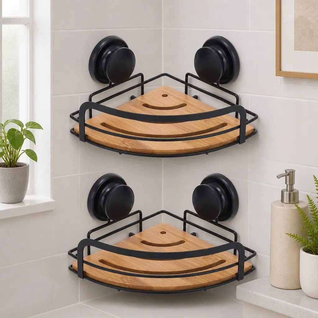 Shower Caddy Corner Shelf Rack 2 Tier Bathroom Storage Basket Suction Cup