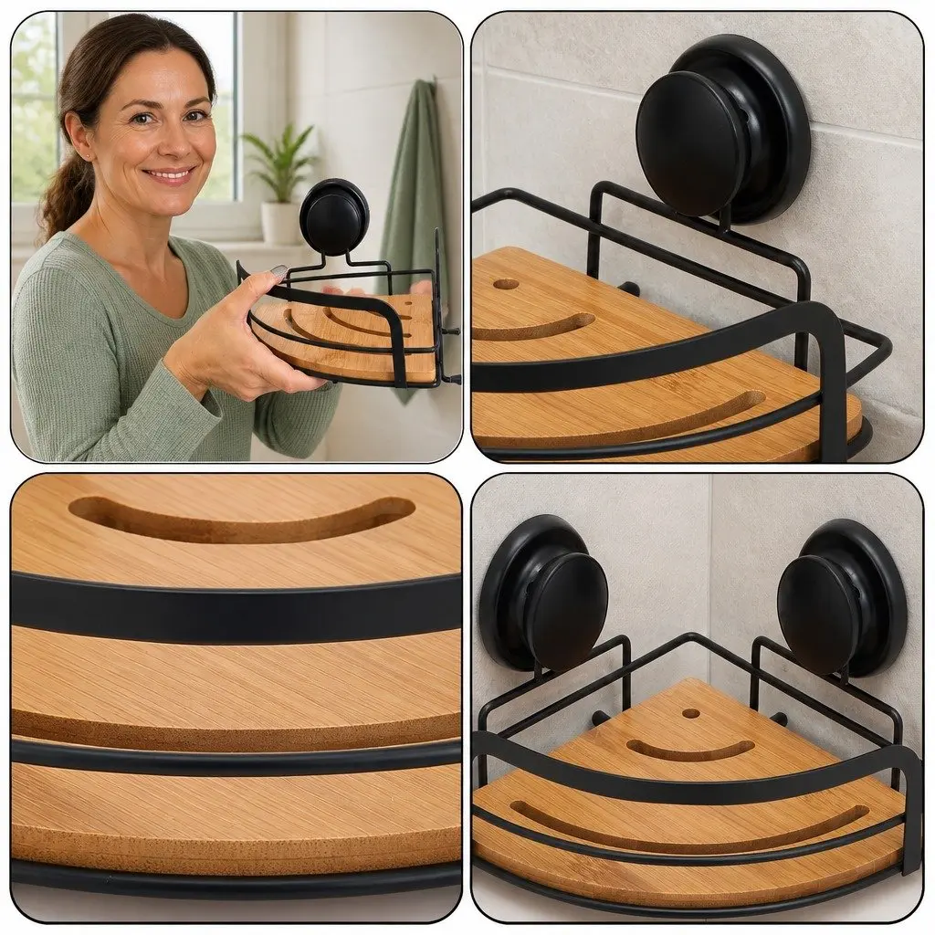 Shower Caddy Corner Shelf Rack 2 Tier Bathroom Storage Basket Suction Cup