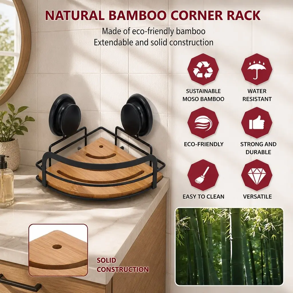 Shower Caddy Corner Shelf Rack 2 Tier Bathroom Storage Basket Suction Cup